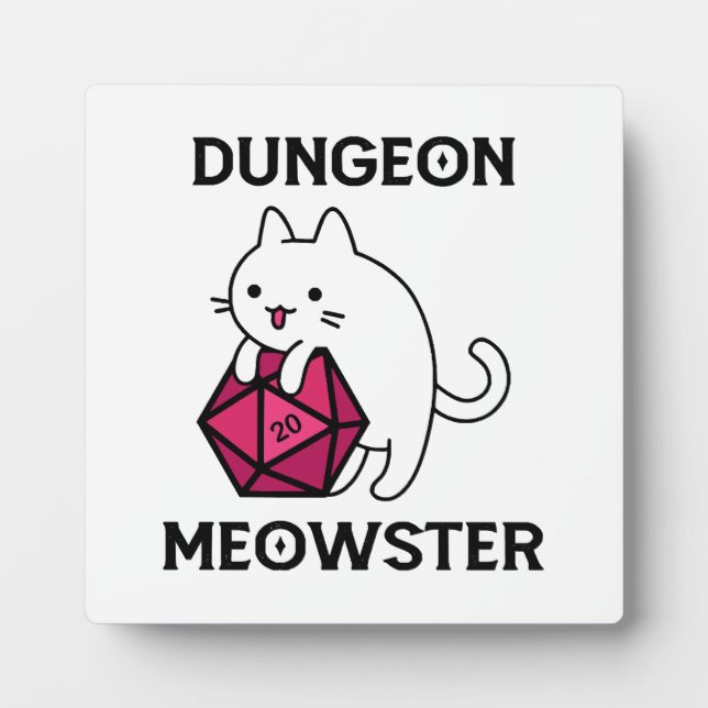 Placa Expositora Gato Dungeon Meowster Divertido (Frente)