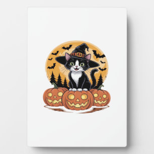 Placa Expositora Gato Esmoquin Halloween Bruja Calabazas Lindas Ese