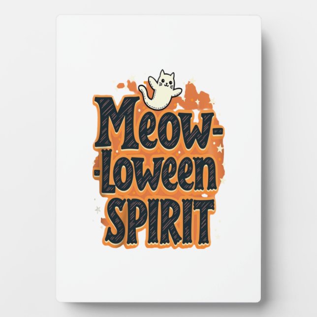 Placa Expositora Gato Espíritu Meow-loween (Frente)