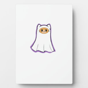 Placa Expositora gato fantasma camiseta clásica_3