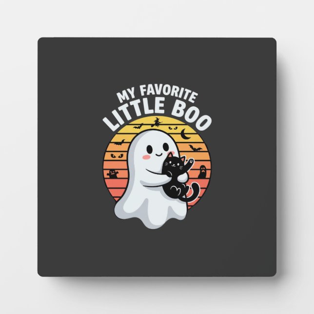 Placa Expositora Gato Fantasma de Halloween Little Boo (Frente)