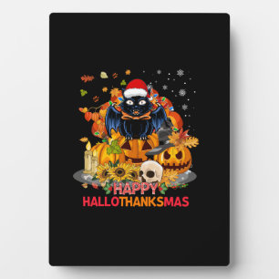 Placa Expositora Gato gracioso Feliz Hallothanksmas Halloween Thank