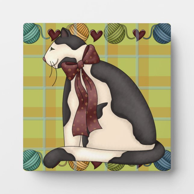 Placa Expositora Gato Kitty en Plaid (Frente)