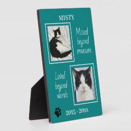 Placa Expositora Gato Mascota Memorial Extrañado Más Allá de Lo Med
