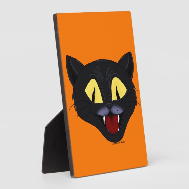 Placa Expositora Gato negro de Halloween (Lado)