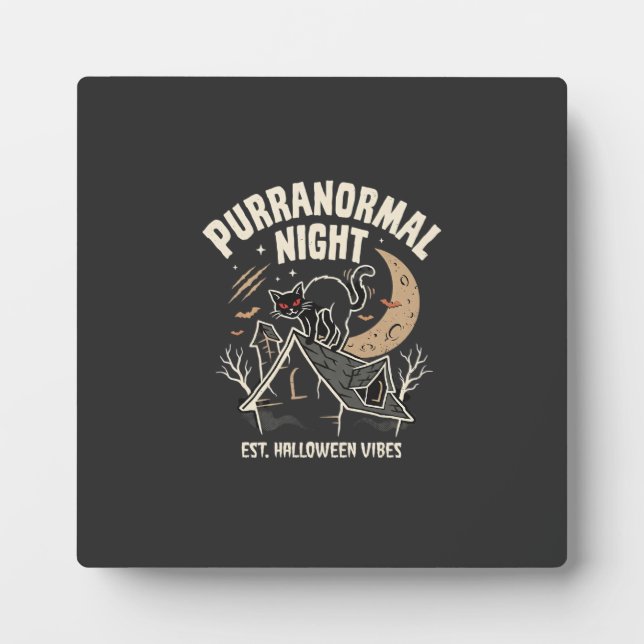 Placa Expositora Gato Negro de Halloween Luna (2) (Frente)