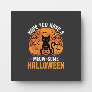 Placa Expositora Gato Negro de Halloween Meow-Some