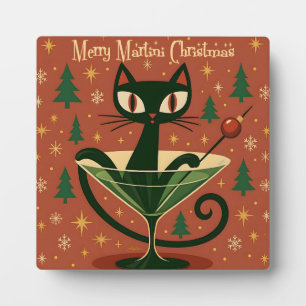 Placa Expositora Gato Negro de mediados de siglo Martini Navideño A