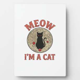 Placa Expositora Gato negro divertido luna diseño vintage de Hallow