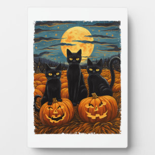 Placa Expositora Gato negro Halloween Gato ama a gato estrellado va