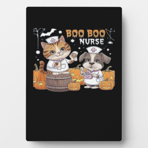 Placa Expositora Gato y perro enfermera de Halloween lindo con cala