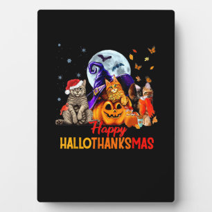 Placa Expositora Gatos Felices Hallothanksmas Halloween Día de Acci