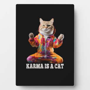 Placa Expositora Gatos, Karma es un gato, Gato deportivo de yoga