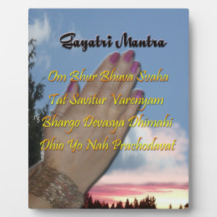 Placa Expositora Gayatri Mantra Prayer Om Bhur Bhuvah, Plaque