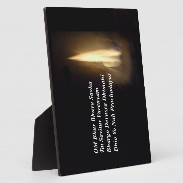 Placa Expositora Gayatri Mantra Prayer Om Bhur Bhuvah, Plaque (Lado)