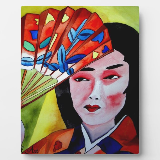 Placa Expositora geisha japonesa con pintura de arte original de un (Frente)