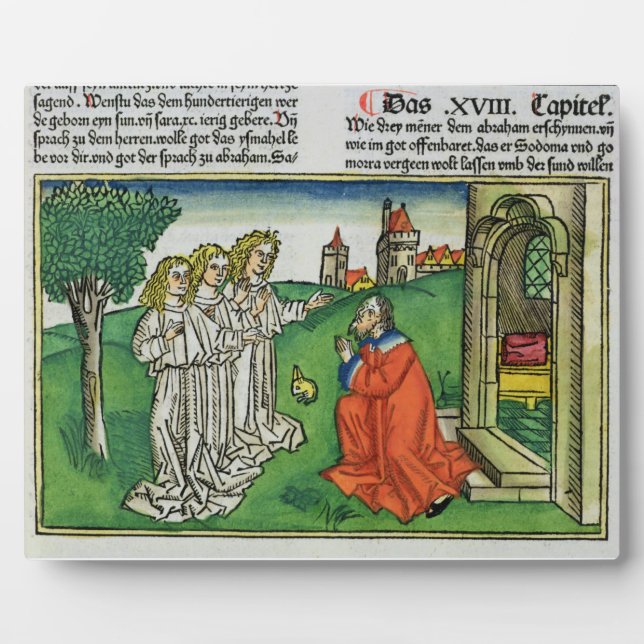 Placa Expositora Génesis 18 2 Abraham y los tres ángeles, de (Frente)