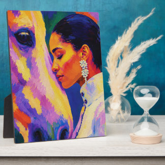 Placa Expositora Gentle Bond – Mujer y Caballo Retrato Fauvista