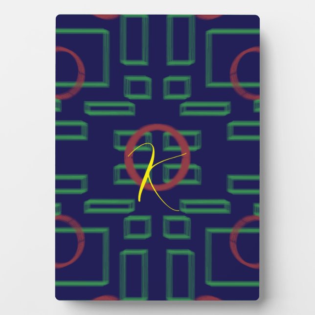 Placa Expositora Geométrico de cuadrados azules (Frente)