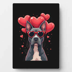 Placa Expositora Gif divertido de Pitbull corazón día de San Valent