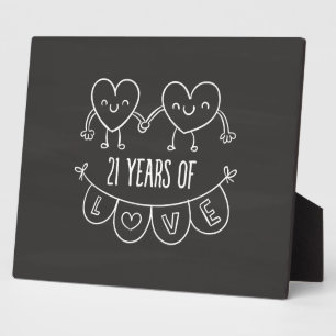 Placa Expositora Gift Chalk Hearts, 21 Aniversario
