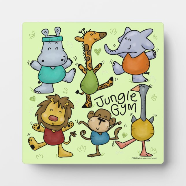 Placa Expositora Gimnasio de la jungla Ejerciendo Animales (Frente)