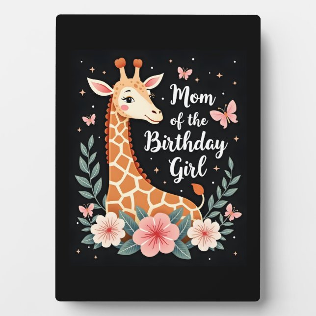 Placa Expositora Giraffe Mamá de la familia del Chica de cumpleaños (Frente)