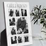 Placa Expositora Girlfriend Together Forever Collage de fotos Plaqu<br><div class="desc">Los recuerdos hacen los mejores regalos, a las novias les encantará esta meditada y moderna placa de collage de fotos, para día de San Valentín, cumpleaños, aniversario y cualquier otra ocasión especial. La placa contiene 9 fotos, el texto de la plantilla 'GIRLFRIEND, FOREVER JUNTOS', sobre un fondo de mármol gris...</div>