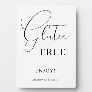 Placa Expositora Gluten Boda libre Rótulo Tabletop Plaque