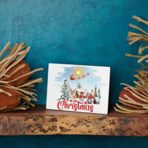 Placa Expositora Gnome lindo, hombre de nieve celebrando vacaciones