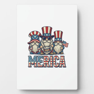 Placa Expositora Gnomo Patriótico Merica Diseño Vector Vintage_1