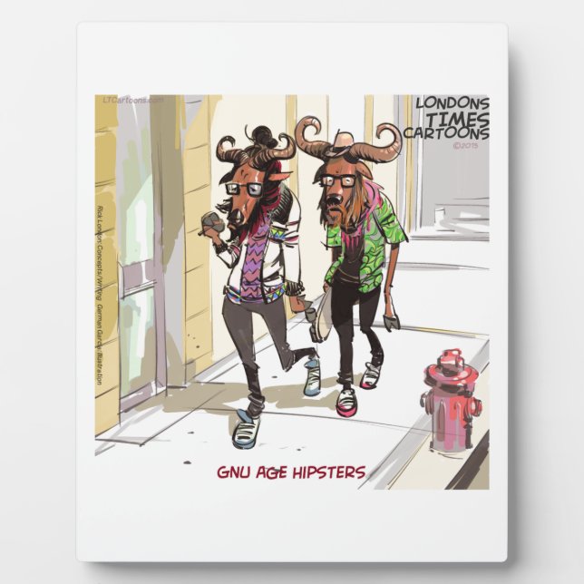 Placa Expositora Gnu Edad Hipsters Rick Londres Divertido (Frente)