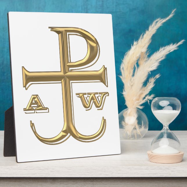Placa Expositora Golden "3-D" Chi-Rho con ancla (Lado)