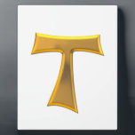 Placa Expositora Golden 3D Look Franciscan Tau Cross<br><div class="desc">Golden 3-D Look Franciscan Tau Cross. Siéntase libre de añadir sus propias palabras y/o imágenes a este elemento,  o cambiar el color de fondo,  a través de las excelentes herramientas de personalización de Zazzle. Este diseño también está disponible en muchos otros productos. ¡Gracias por pasar por aquí! ¡Dios bendiga!</div>