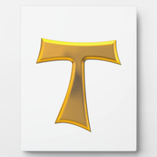 Placa Expositora Golden 3D Look Franciscan Tau Cross
