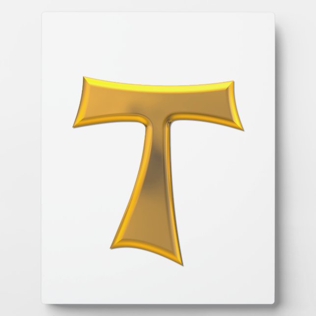 Placa Expositora Golden 3D Look Franciscan Tau Cross (Frente)