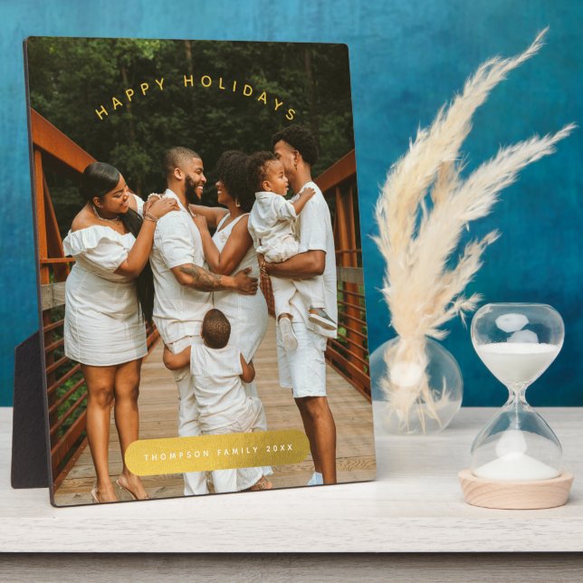 Placa Expositora Golden Custom Photo Family Christmas (Lado)