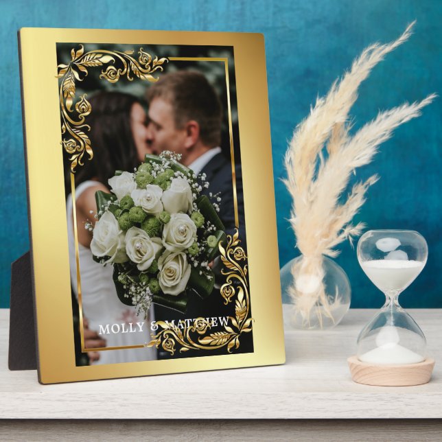 Placa Expositora Golden frame Wedding Photo Plaque (Lado)