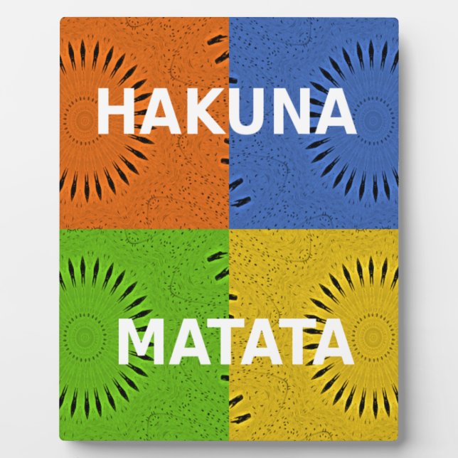 Placa Expositora Golden Red Blue Green Hakuna Matata (Frente)