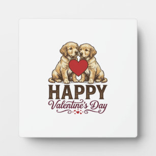 Placa Expositora Golden Retriever Feliz día de San Valentín