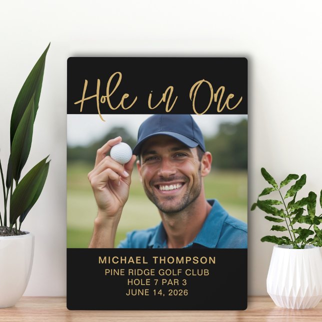 Placa Expositora Golfer Hole In One Photo Award Keepsake Black Gold (Subido por el creador)