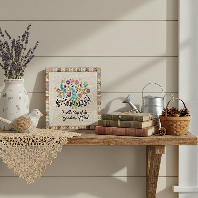 Placa Expositora Goodness of God quilted look floral music (Subido por el creador)