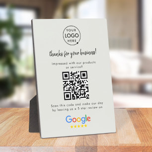 Placa Expositora Google Review Link   QR Code Grey Business Review