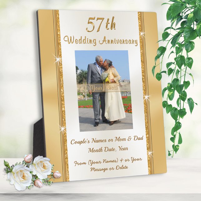 Placa Expositora Gorgeous Photo 57th Wedding Anniversary Gift Ideas (57th wedding anniversary, gift for parents, grandparents, wife and couple married 57 years.)