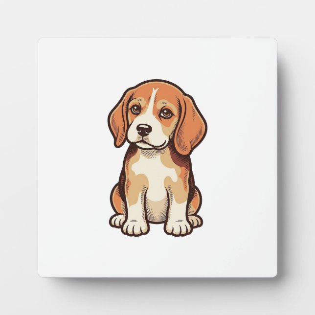 Placa Expositora Grabado Antiguo Cachorro Beagle Arte Vectorial_1 (Frente)
