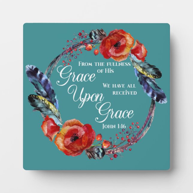 Placa Expositora Grace Upon Grace John 1:16 Scripture (Frente)