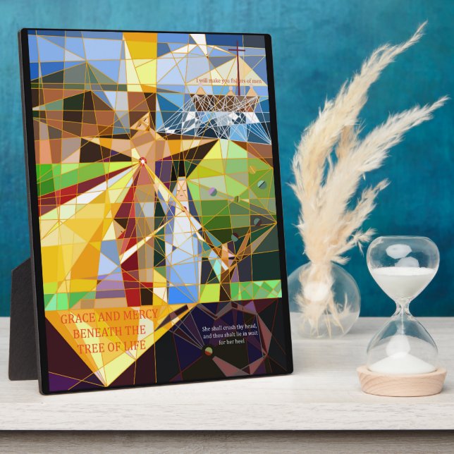 Placa Expositora Grace y Mercy Tree of Life Christian art (Lado)