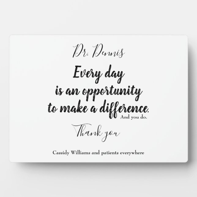 Placa Expositora Gracias Cita Asistencia Sanitaria Tipografía Blanc (Frente)