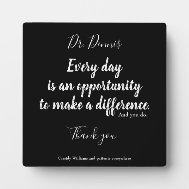 Placa Expositora Gracias Cita Asistencia Sanitaria Tipografía Blanc (Frente)