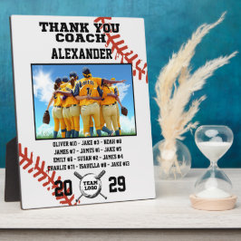 Placa Expositora Gracias entrenador de béisbol, foto de Personaliza